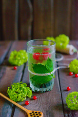 cold mojito with mint in a glass. High quality photo