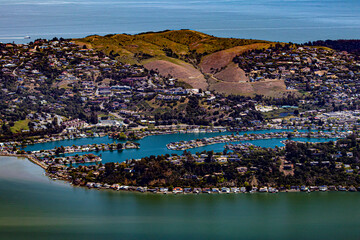 Waterfront Homes Stretch out along the Bay Area in Sausalito, California, USA