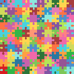Multi color puzzles game seamless pattern.Great for print on fabric and paper. Vector illustration.