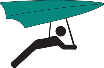 Hang glider pictogram, paragliding vector icon isolated