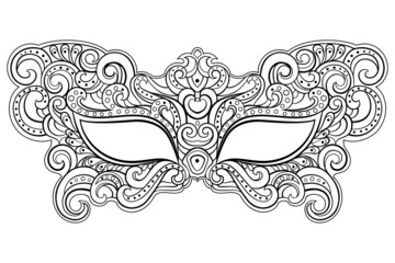 Elegant lace masquerade mask. Vector illustration isolated on white background. - obrazy, fototapety, plakaty