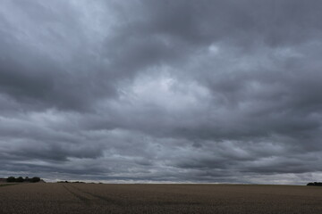 Stormy sky over a field.