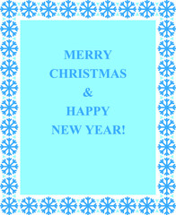 Merry Christmas and Happy New Year slogan on postcard or banner. Vector design in blue color