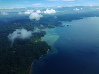 Bird view of Golfo Dulce Region in Costa Rica