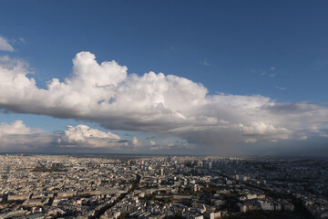 Cloud formation over Paris. Sunset