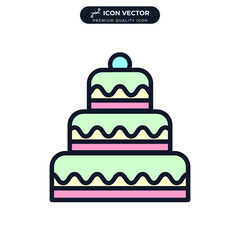 Cake dessert icon symbol template for graphic and web design collection logo vector illustration