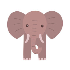 Cute elephant on a white background. African wild animal. Safari and zoo. Vector cartoon baby illustration