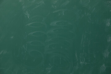 Dirty green chalkboard as background. School equipment