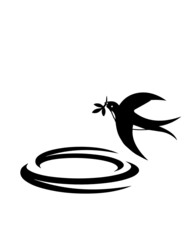 Swallow icon flying from a cage.  Swallow cage silhouette