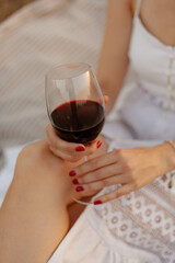 woman with glass of wine