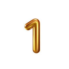 3d golden embossed number one on white background.