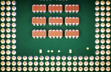 Cpu pins and chip, microchip processor legs computer component technology. Macro photography