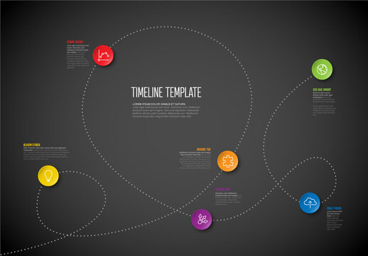 Infographic Dotted Curved Dark Timeline Layout