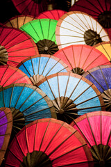 Colourful Umbrellas for Sale at the Night Market in Luang Prabang, Laos, Southeast Asia