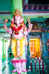 Colourful Statue of the Hindu God Ganesh at a Hindu Temple in George Town, Penang, Malaysia, Southeast Asia