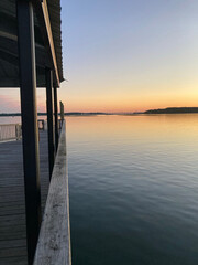 Sunset over Pinckney Island South Carolina from dock 