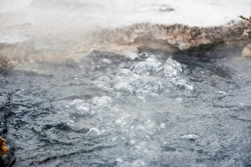 Naklejka premium Close Up Photo of Bubbling Hot Pool at Orakei Korako Thermal Park, The Hidden Valley, North Island, New Zealand