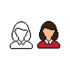 female avatar pixel art icon vector woman  8 bit game 