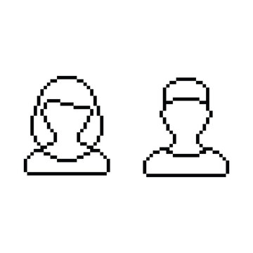  male  and female avatar  pixel art icon vector 8 bit game 