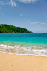 White Sands at Mawun Beach in the South of Lombok, a Tropical Paradise, Indonesia, Asia, background with copy space