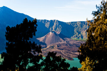 Mount Rinjani Volcano and Crater on Lombok, the Second Highest Volcano in Indonesia, Asia