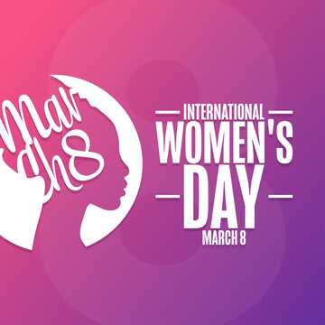 International Women's Day. March 8. Holiday concept. Template for background, banner, card, poster with text inscription. Vector EPS10 illustration.