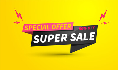 Super sale banner templete design for media promotions and social media promo