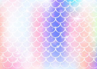 Princess mermaid background with kawaii rainbow scales pattern.