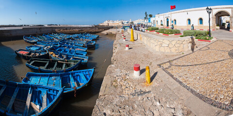 Panoramic photo of Essaouira from Skala fishing port, Essaouira, formerly Mogador, Morocco, North...
