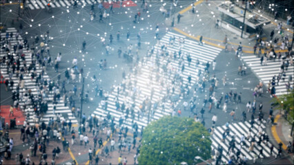 スクランブル交差点　ネットワーク　テクノロジー