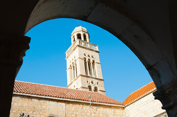 Franciscan Monastery bell tower, Hvar Town, Hvar Island, Dalmatian Coast, Croatia