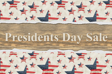 Presidents Day Sale message with retro US flag stars