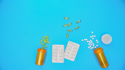 Various kinds of pills from tablets to capsules