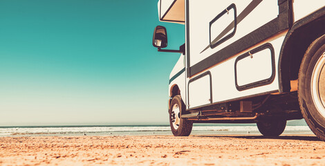 Motorhome RV on a Sandy Pismo Beach in California