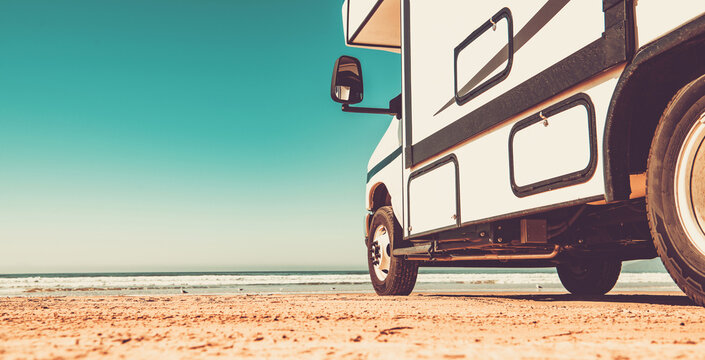 Motorhome RV On A Sandy Pismo Beach In California