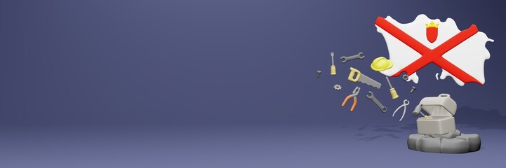 3d rendering of work tools and porters in Channel Islands for cover website