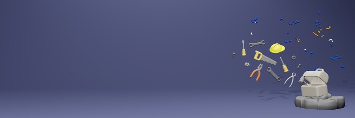 3d rendering of work tools and porters in Marshall Islands for cover website