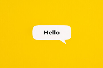 Paper speech bubble with the word 