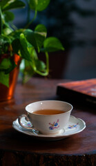 hot tea, plants and a good book