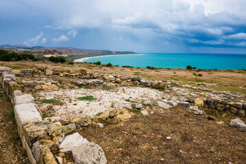 Greek ruins of Heraclea Minoa on the Meditarranean Coast, Agrigento Province, Sicily, Italy, Europe - obrazy, fototapety, plakaty