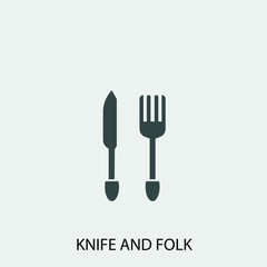 knife and folk vector icon illustration sign 
