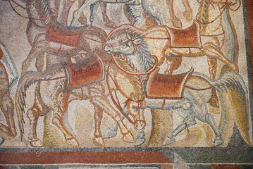 Mosaics at Villa Romana del Tellaro near Noto in South East Sicily, Italy, Europe