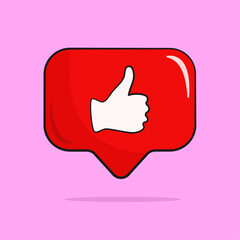 Like notification icon with shadow and background. Vector. Cartoon