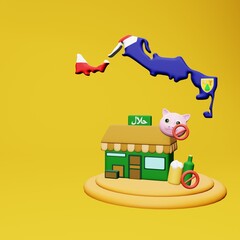 3d rendering of halal and haram food and beverage culinary tourism in Turks and Caicos Island