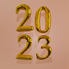 2023 gold foil balloons with 2022 in shadow