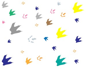 Chicken footprint pattern for fabric, wallpaper, banner. Rooster print