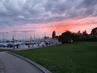 sunset over the river
