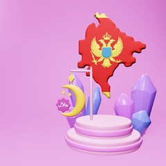 3d rendering of the podium of Ramadan and Eid in Montenegro for product promotion