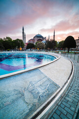 Obraz na płótnie Canvas Hagia Sophia at sunset, Sultanahmet Square Park, Istanbul, Turkey, Eastern Europe
