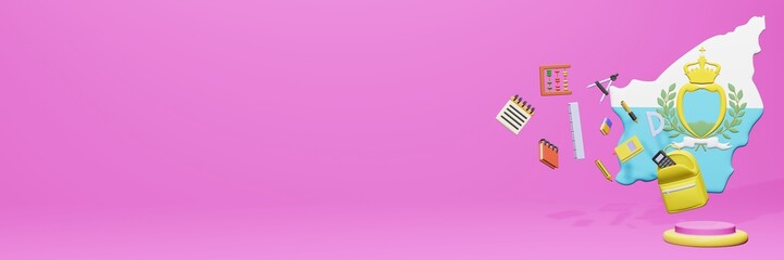 3d rendering of school tools usage for school entrance and holiday websites in San Marino